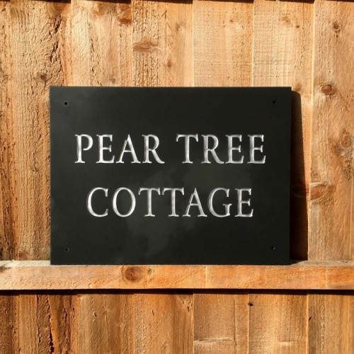 HONED Slate Address Plaque 400 x 300mm - TWO LINES